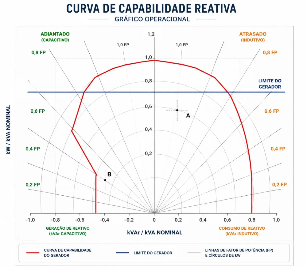 Curva de capabilidade reativa do gerador